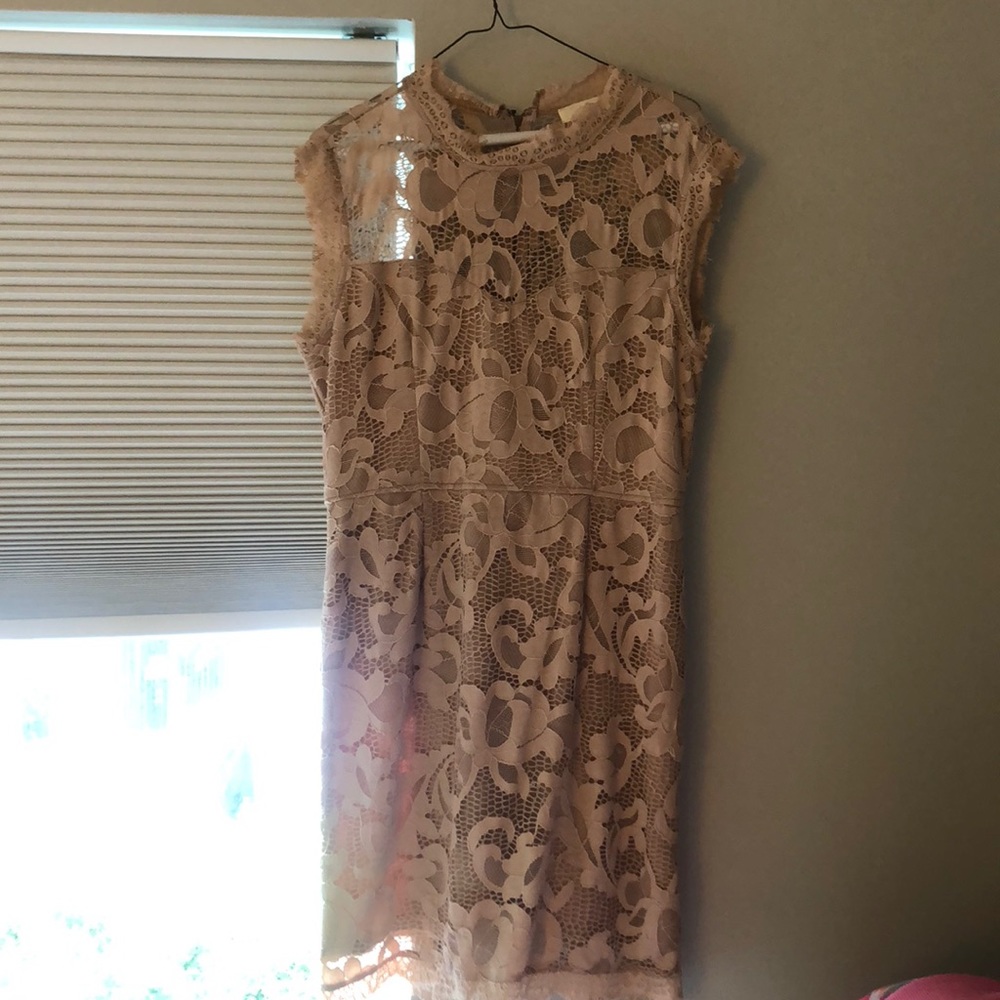 Beige/pink cocktail dress great for weddings